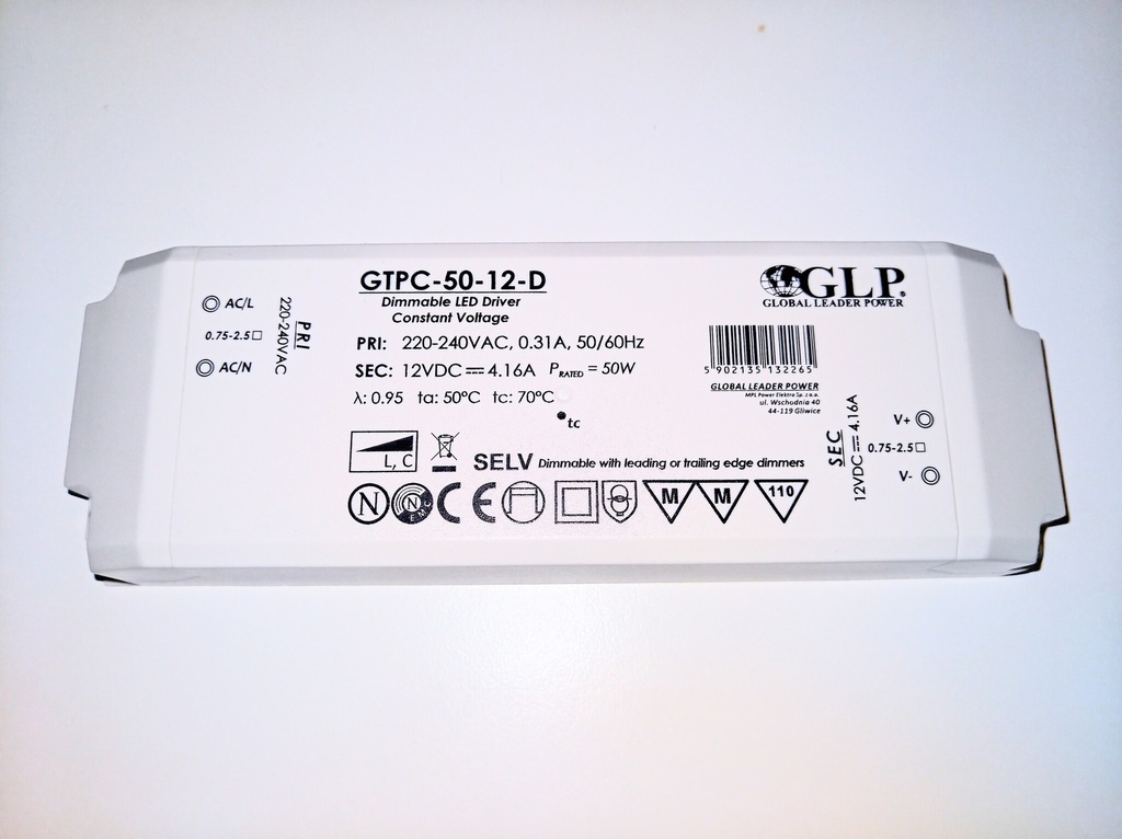 Power supply 12V, 50W, 4,16A, Dimmable