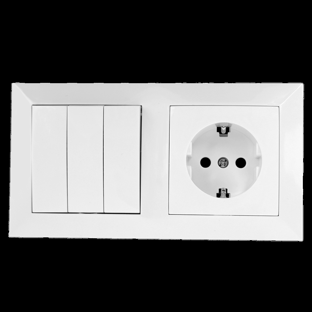 Switch and socket combination 3 gang