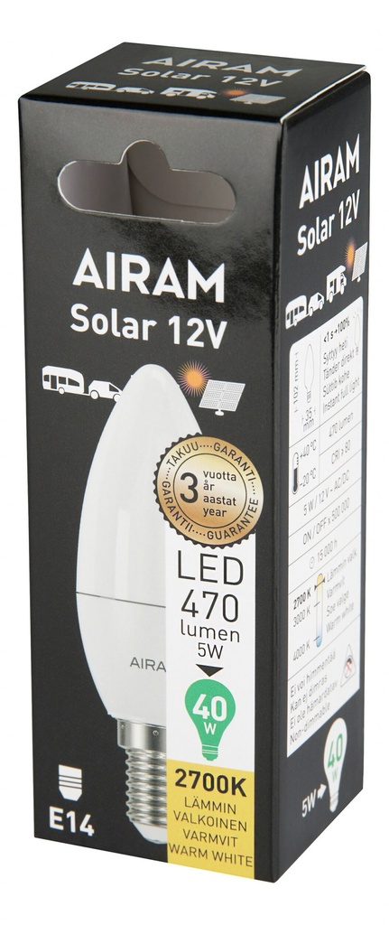 Airam LED C35 827 470lm E14 12V OP