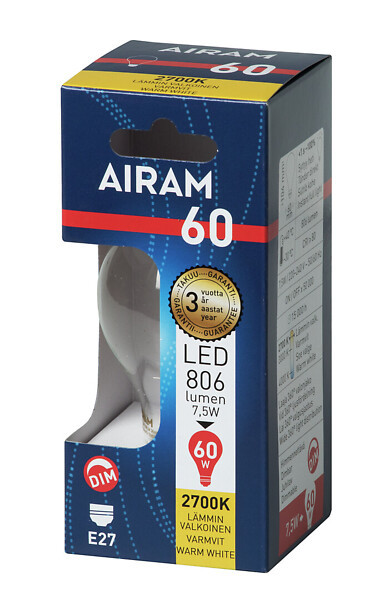 Airam E27 7W LED Filament A60 2700K DIM