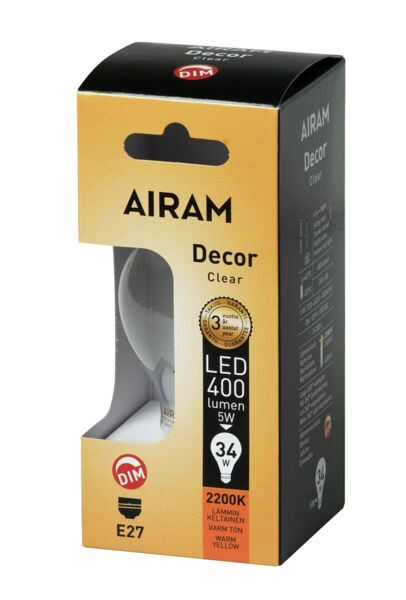 Airam LED E27, 4,5W A60 2200K DIM