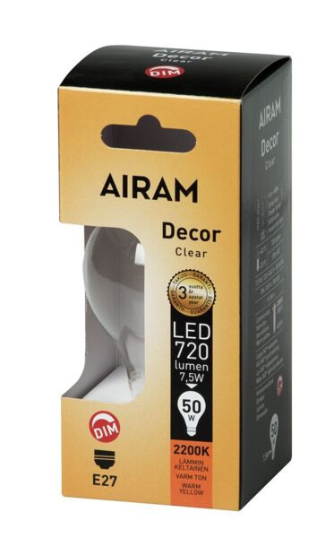 Airam E27 7W LED Filament A60 2200K DIM