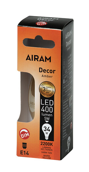 Airam E14 4,5W LED Filament Decor C35 2200K DIM