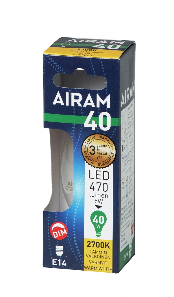Airam E14 4,5W LED Filament C35 2700K DIM