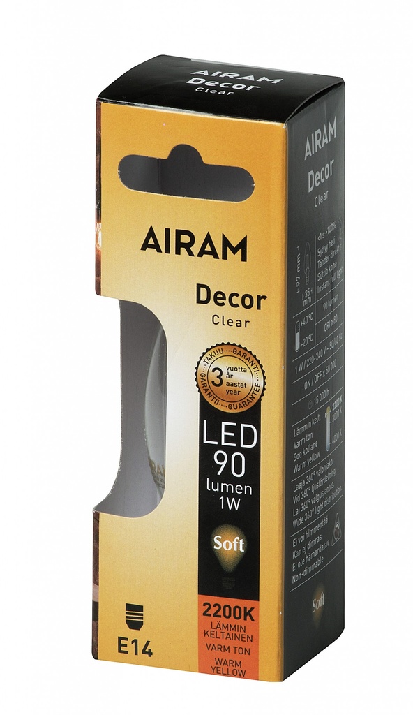 Airam E14 1W LED Filament C35 2200K