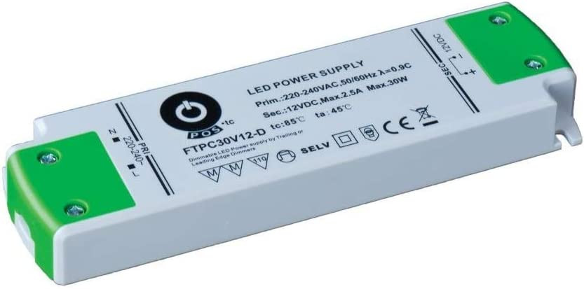 Transformer 12V, 30W, 2,5A dæmpbar