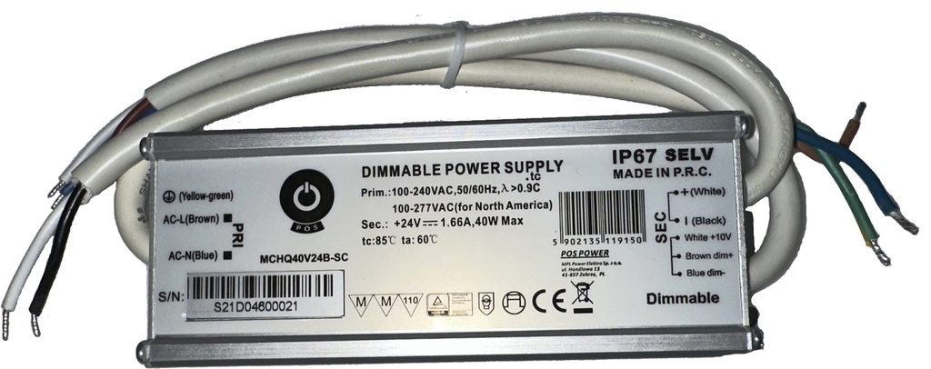 LED Trafo Dimbar 40W 1-10V,PWM,resistance 24V 1,66A IP65
