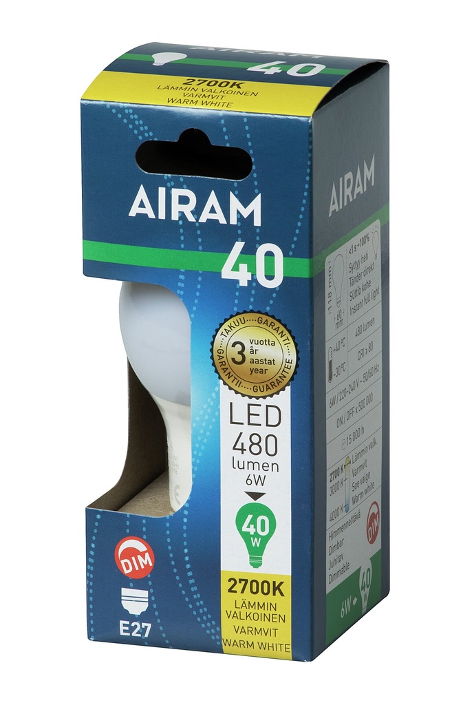 Airam LED A60 5W 2700K E27 DIM OP