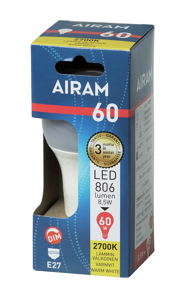 Airam LED A60 7,3W 2700K E27 DIM OP
