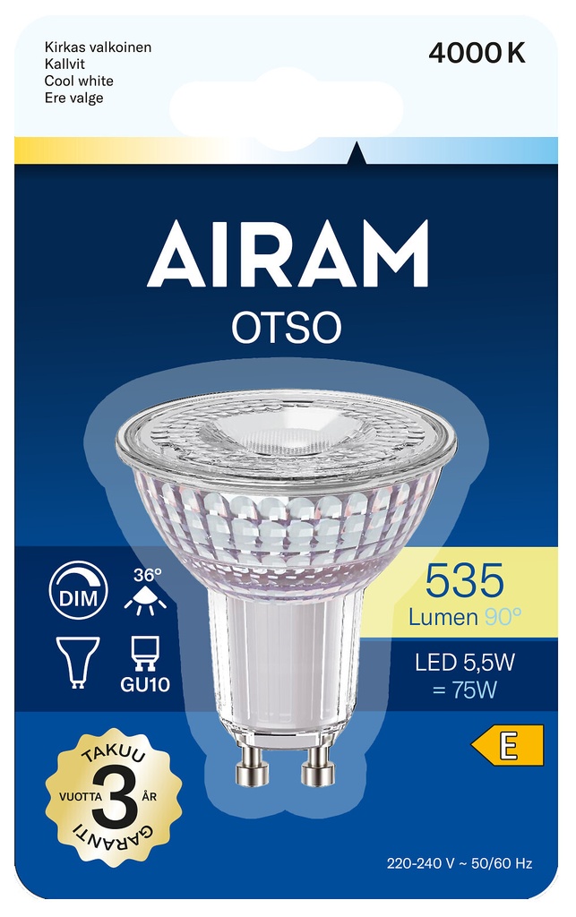 Airam LED PAR16 5,5W 4000K GU10 DIM