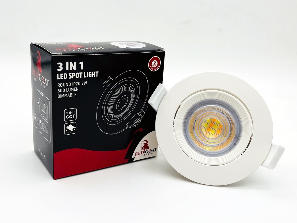 LED Downlight 7W, dimmable, CCT 3in1