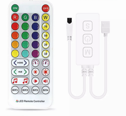 RGB LED-controller med Bluetooth, musikstyring og 36-knappers fjernbetjening