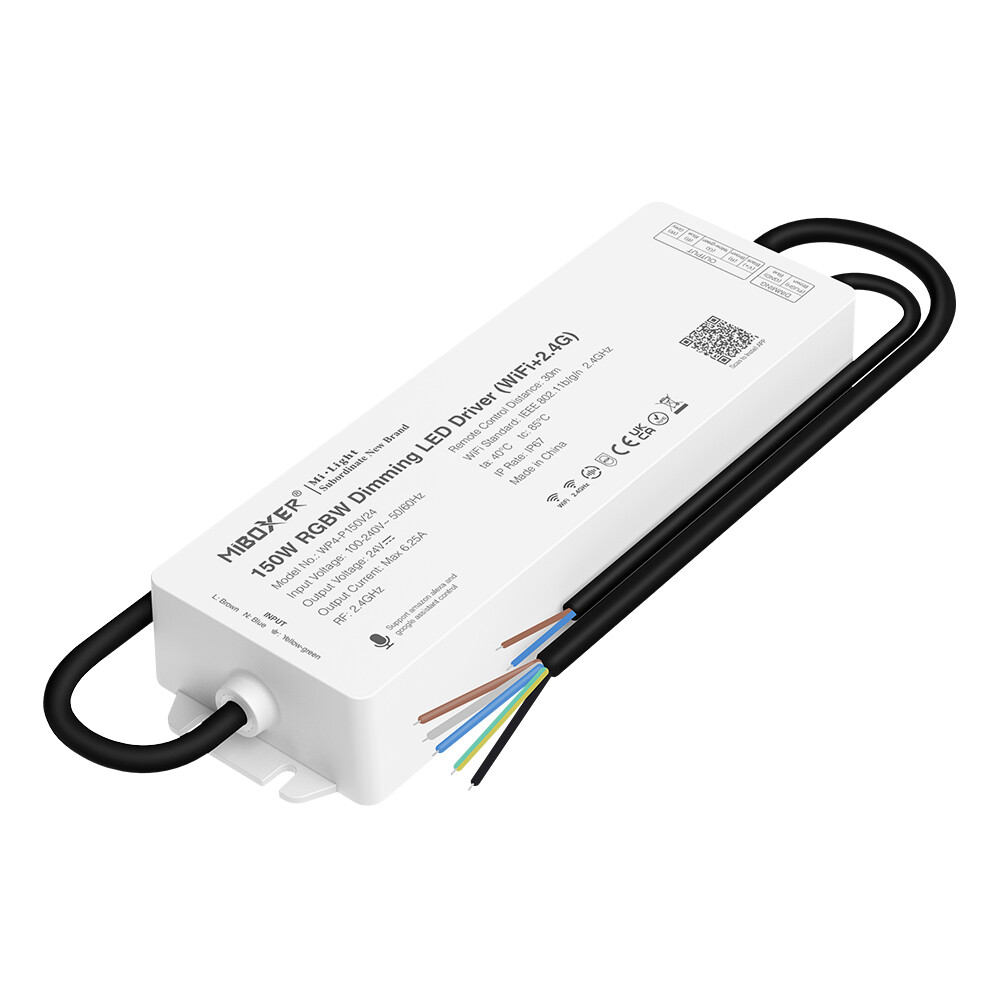 Mi-light WP4-P150V24 RGBW controller med transformer IP67 (WiFi+2.4G)