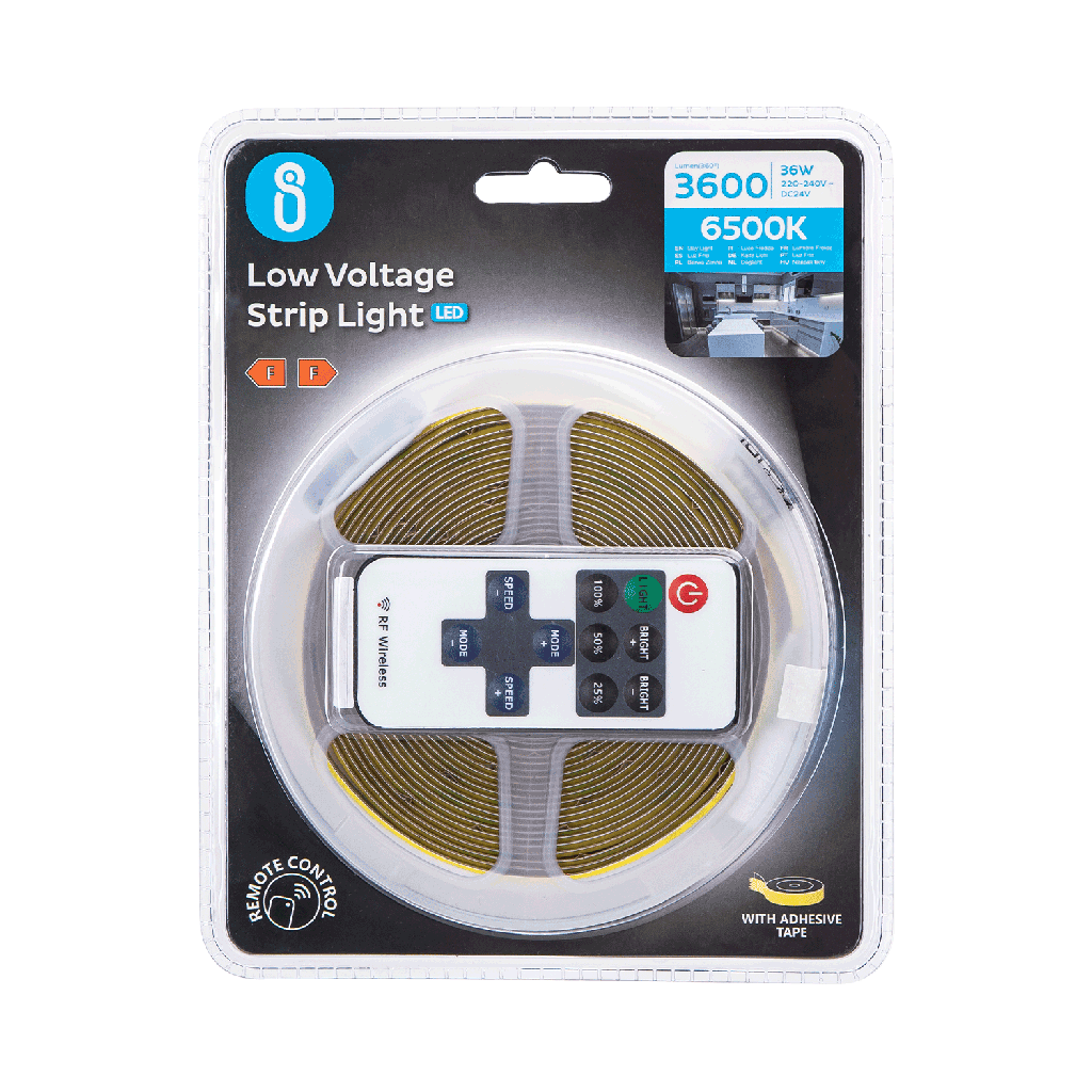 Led strip COB 6500K 5M Dæmpbar med styring Køl hvid