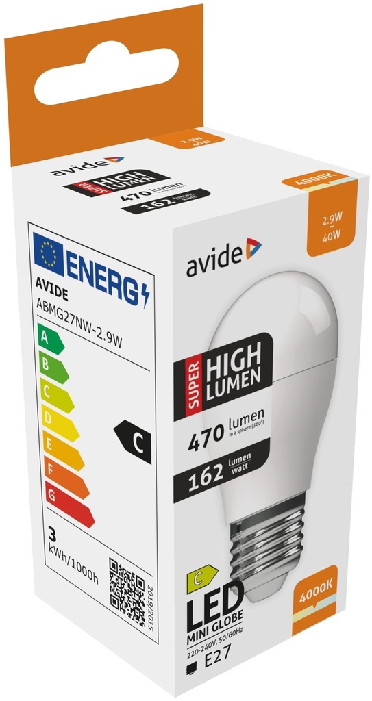 Avide LED G45 2.9W E27 4000K Super High Lumen