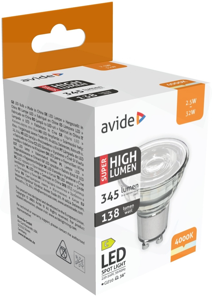 Avide 2.5W GU10 4000K Super High Lumen