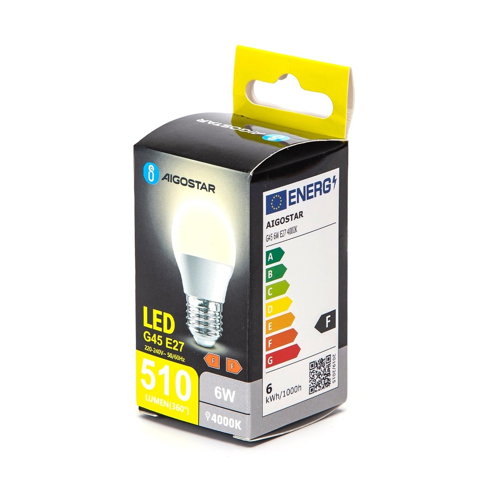E27 LED G45 6W 4000K