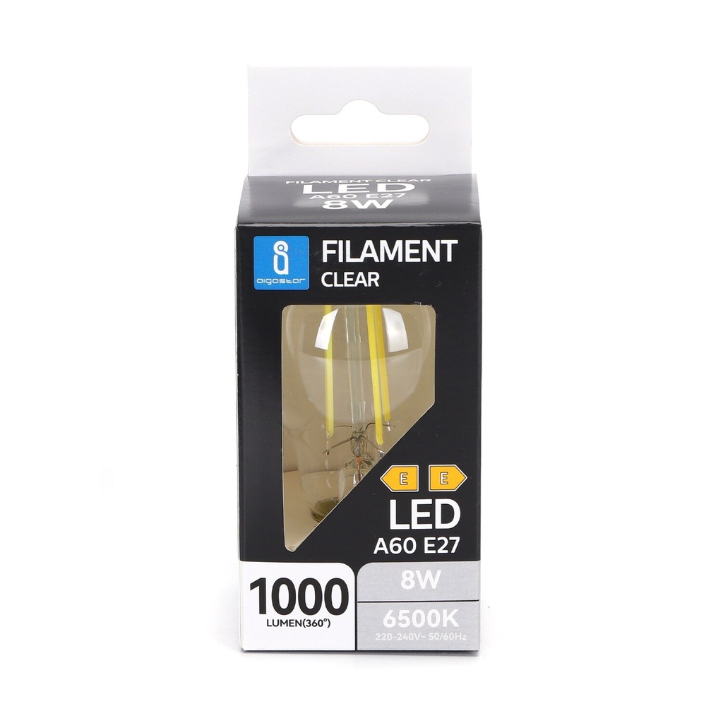 E27 LED filament lamp A60 8W 6500K