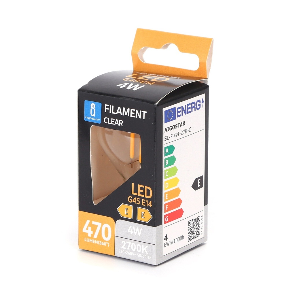 LED filamentlampe E14 G45 4W 2700K