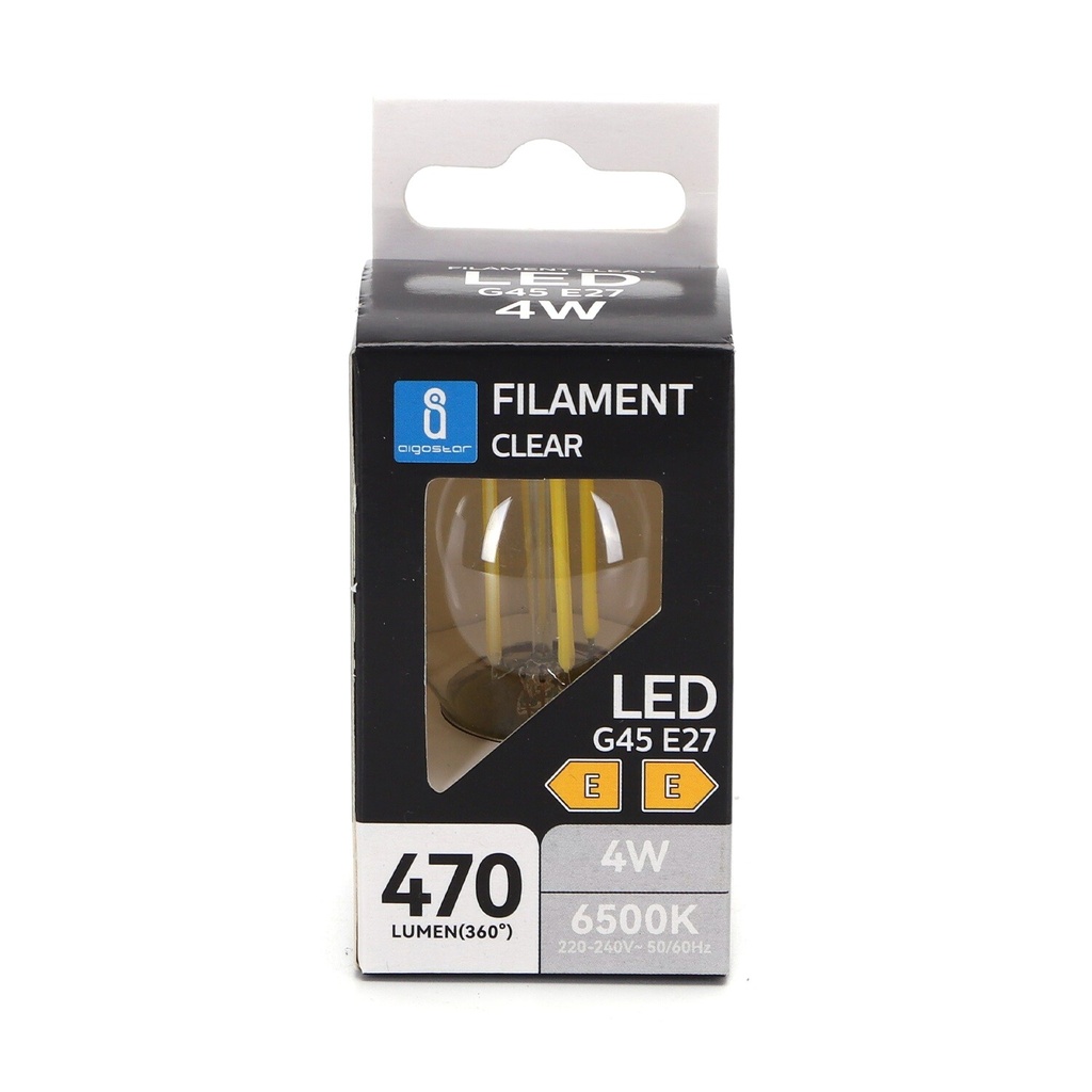 LED filamentlampe E27 G45 4W 6500K