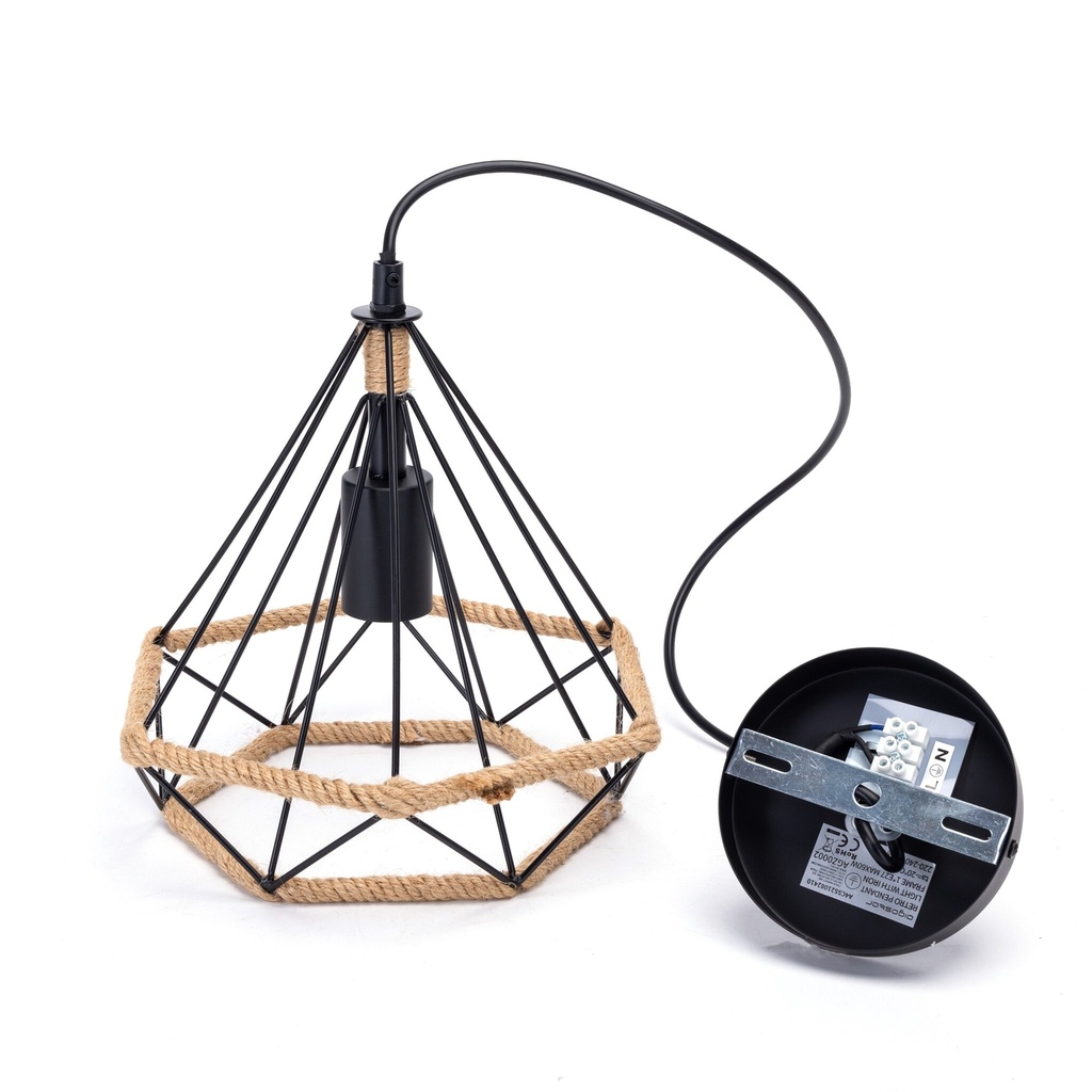 Retro pendant lamp with iron frame, E27