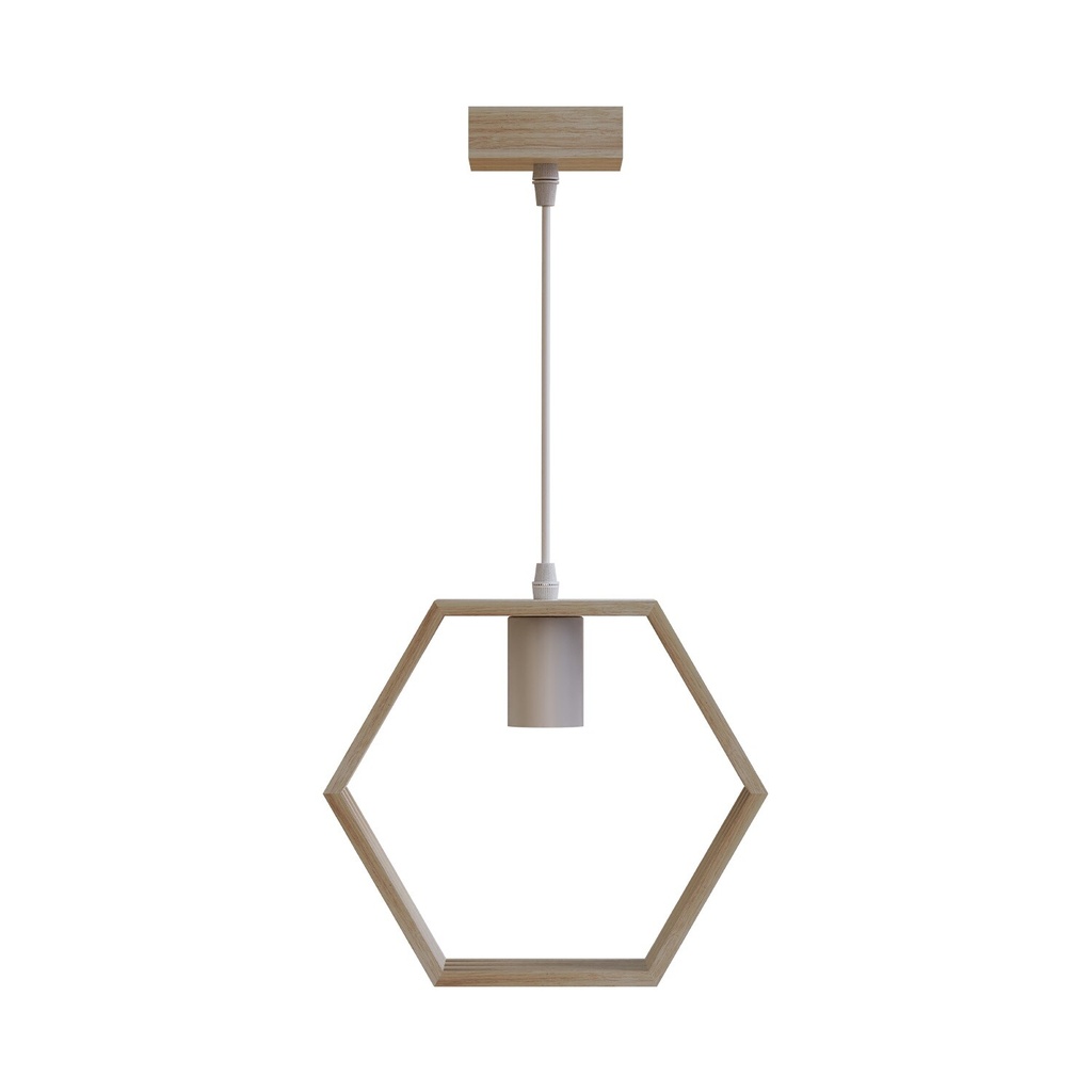Loftslampe med træramme, E27