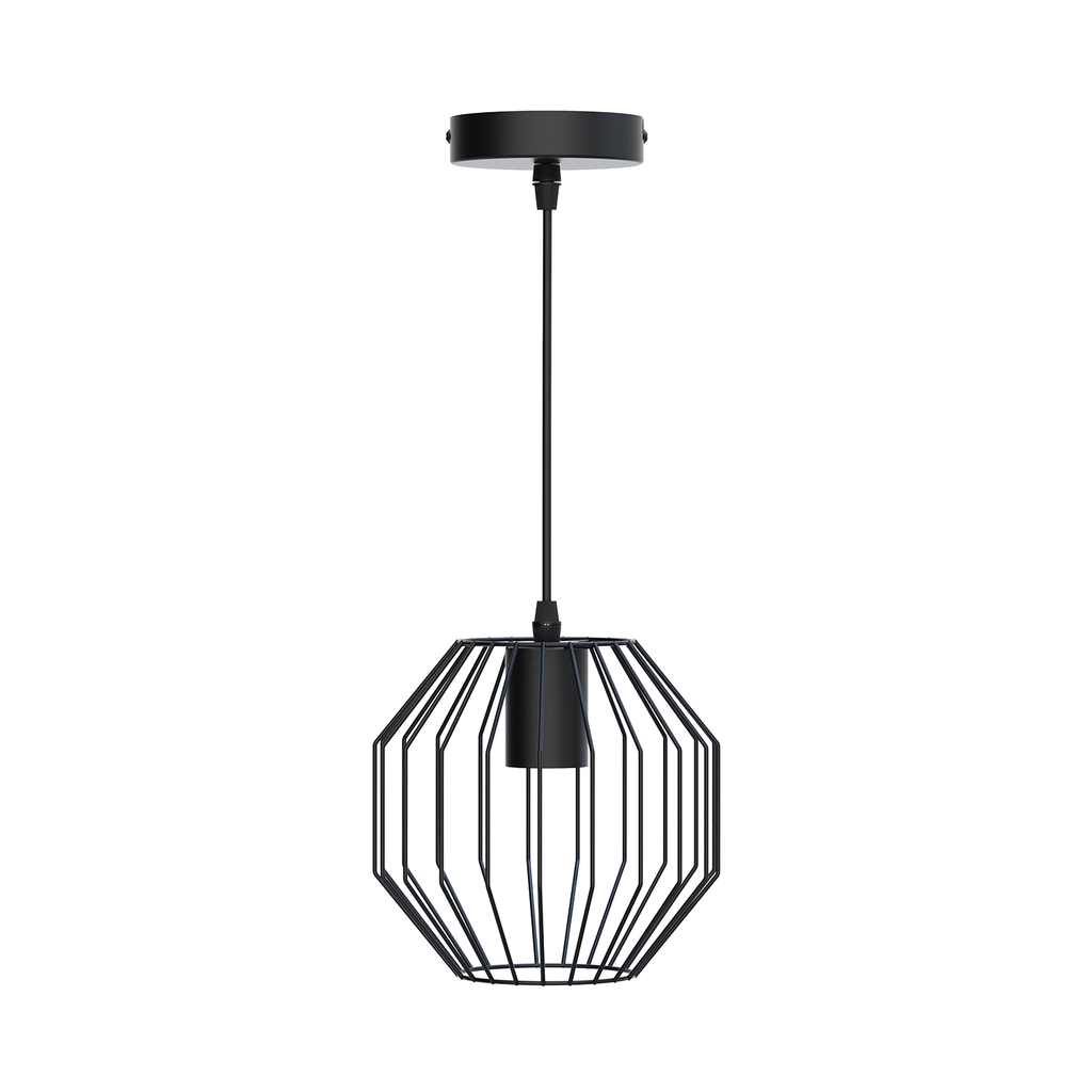 Retro pendant light with iron frame, E27
