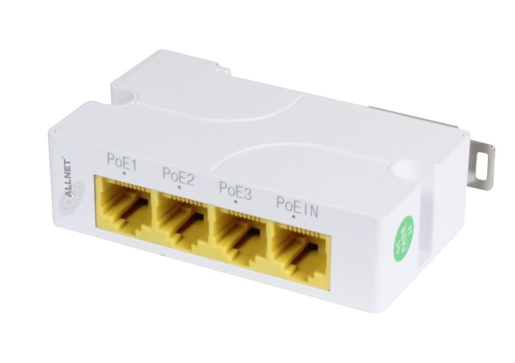 ALLNET Switch unmanaged Layer2 4 Port - 4x GbE - PoE 24W - 3x PoE AF - DIN, PD-Input