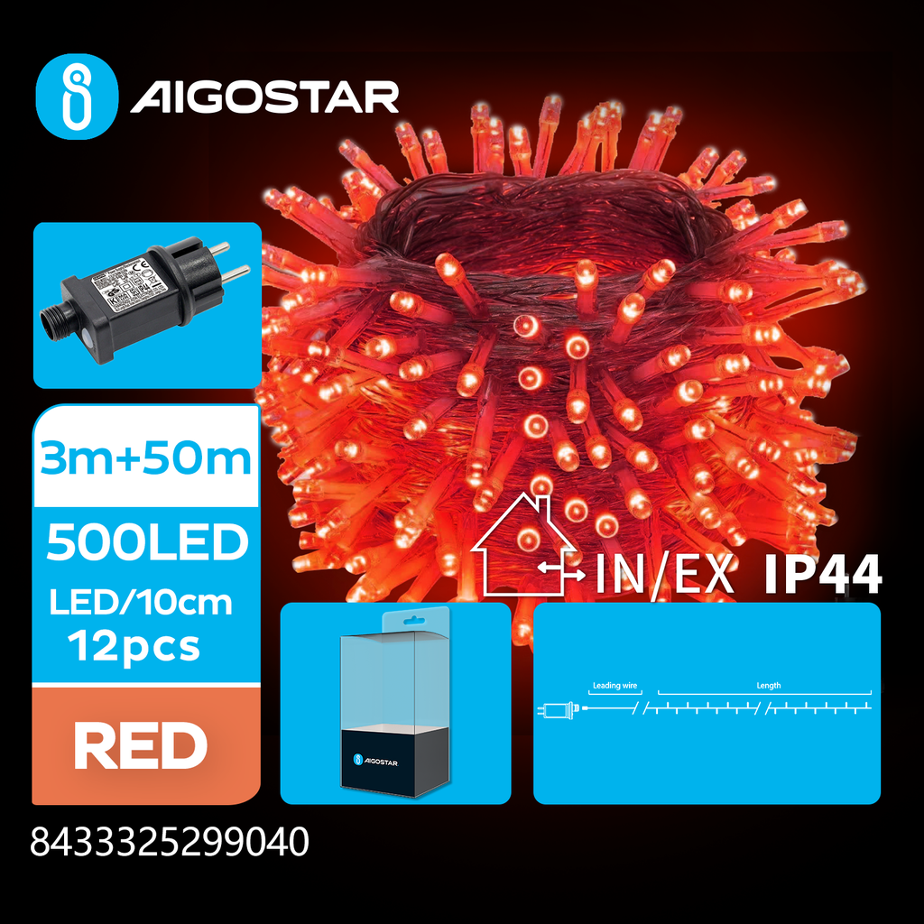 Lyssnor 500 LED 50 m Rød