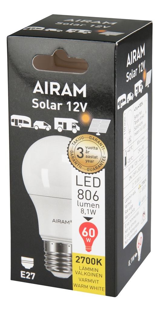 Airam LED A60 827 806lm E27 12V