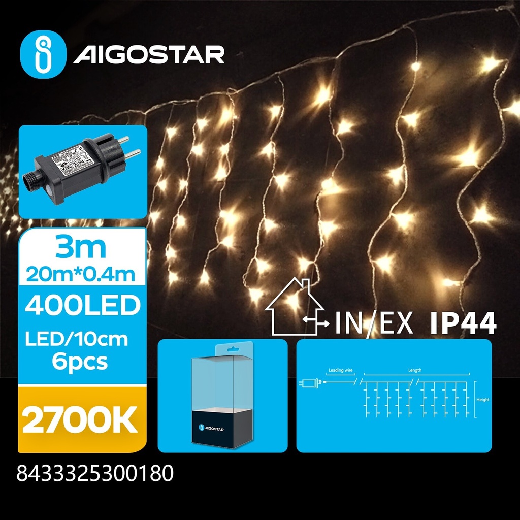 Light string icicles 400 LED 20*0.4m 2700K