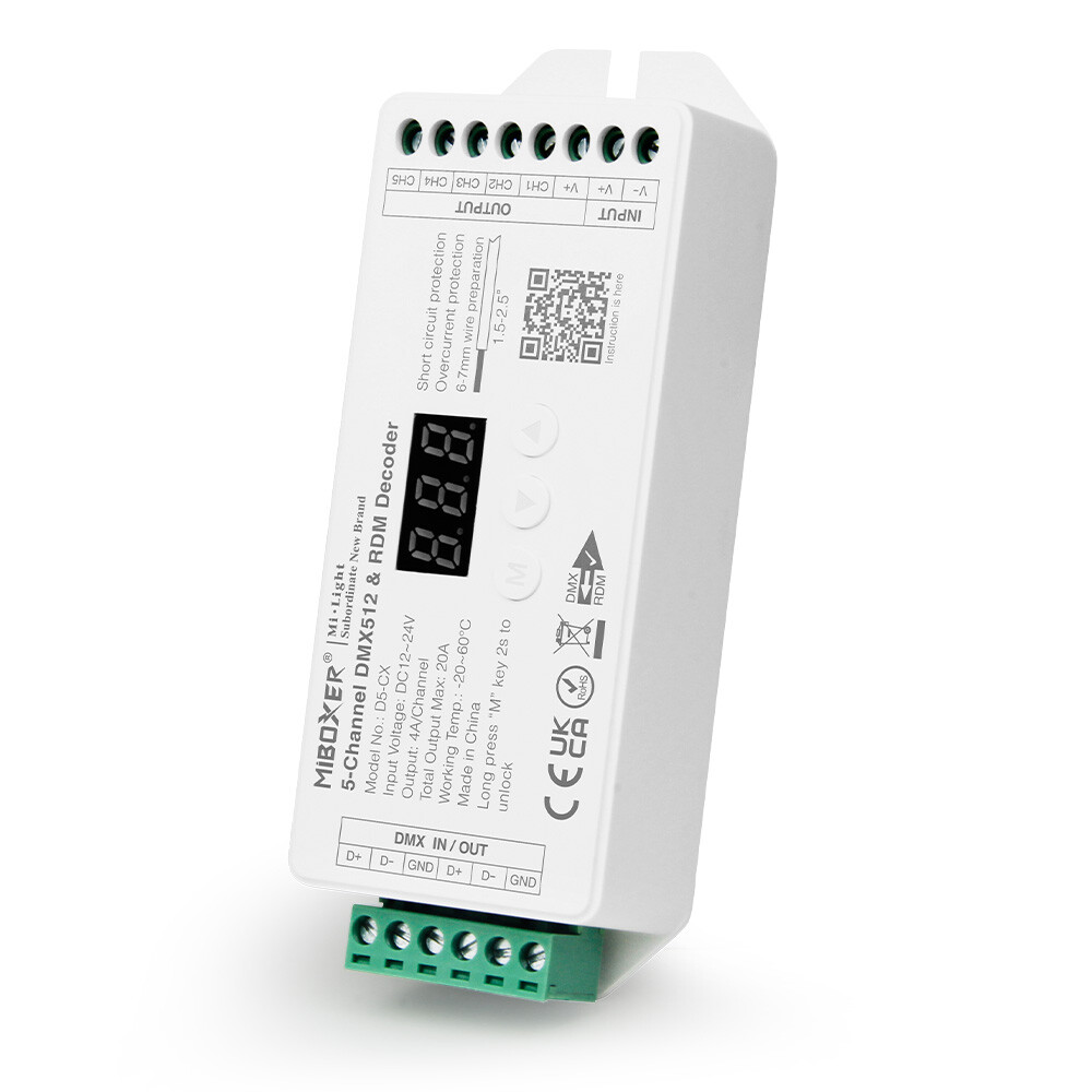 Mi-Light D5-CX 5-Channel Constant Voltage DMX512 & RDM Decoder