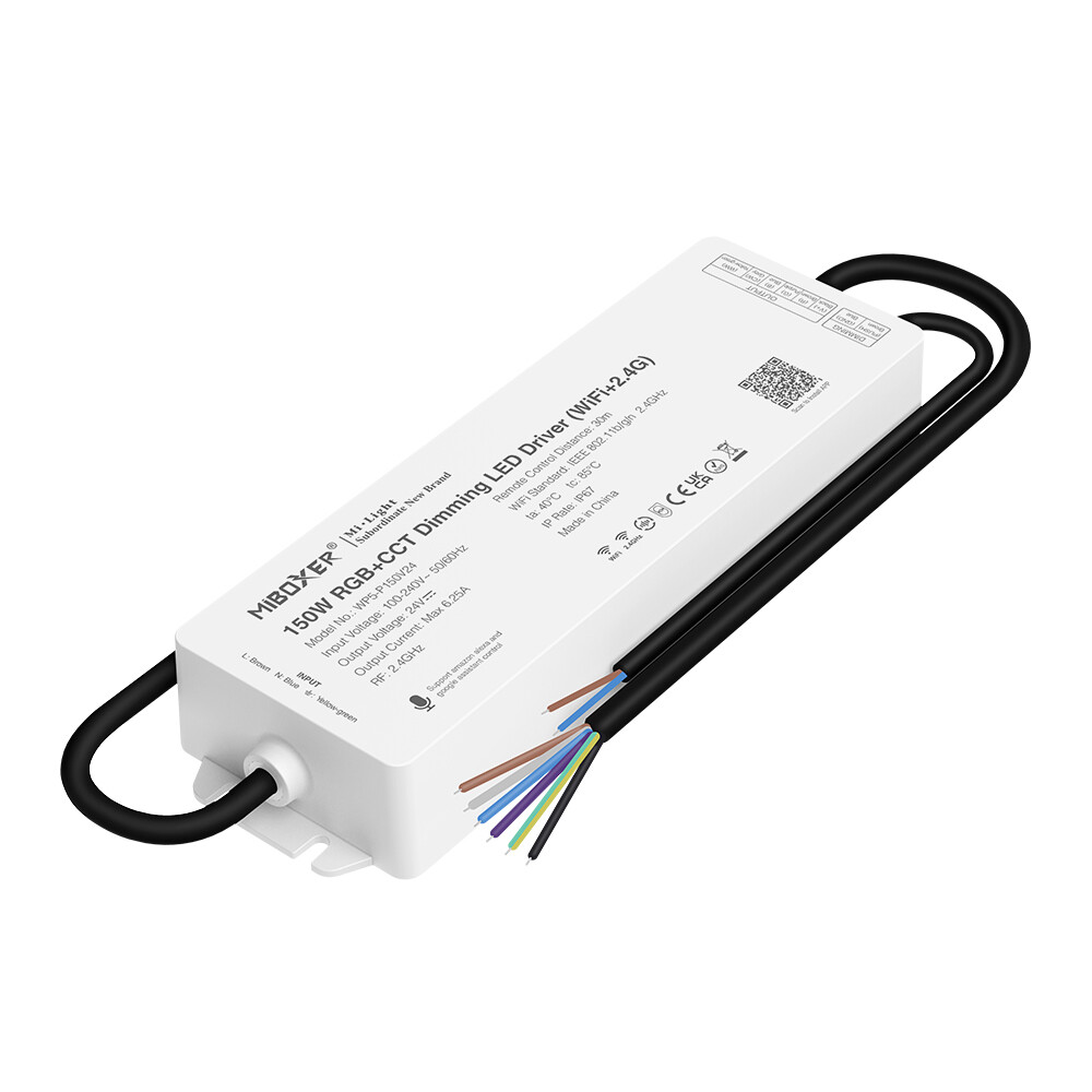 Mi-light WP5-P150V24 150W RGB+CCT controller med transformer IP67 (WiFi+2.4G+DMX512)