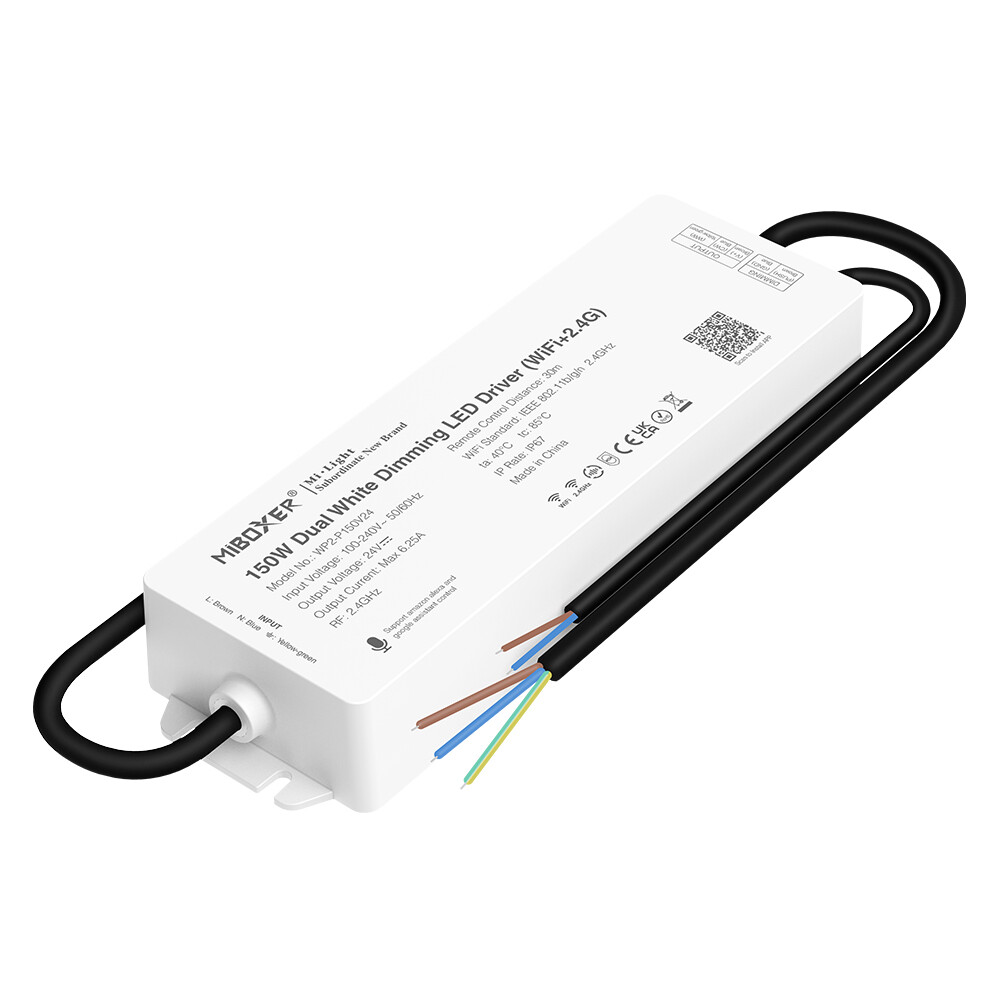 Mi-light WP2-P150V24 150W Dobbelt hvid controller med transformer IP67 (WiFi+2.4G)