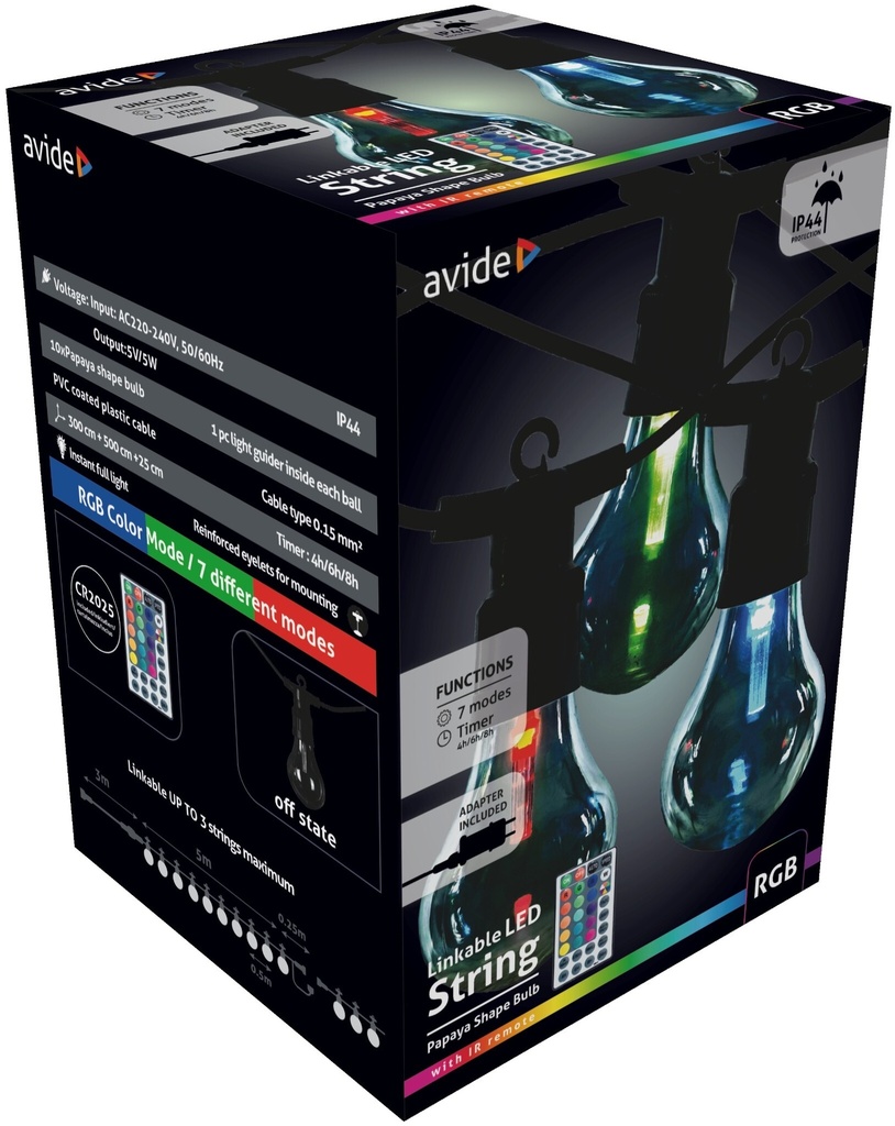 Outdoor String 5m Papaya RGB linkable - with remote