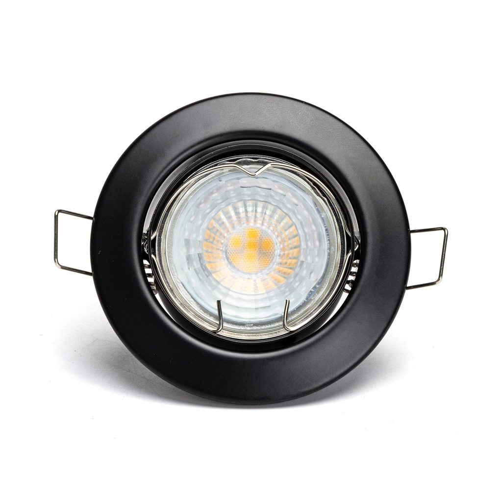 Downlight spot med GU10 lyskilde 4,5W 3000K sort 3 pack