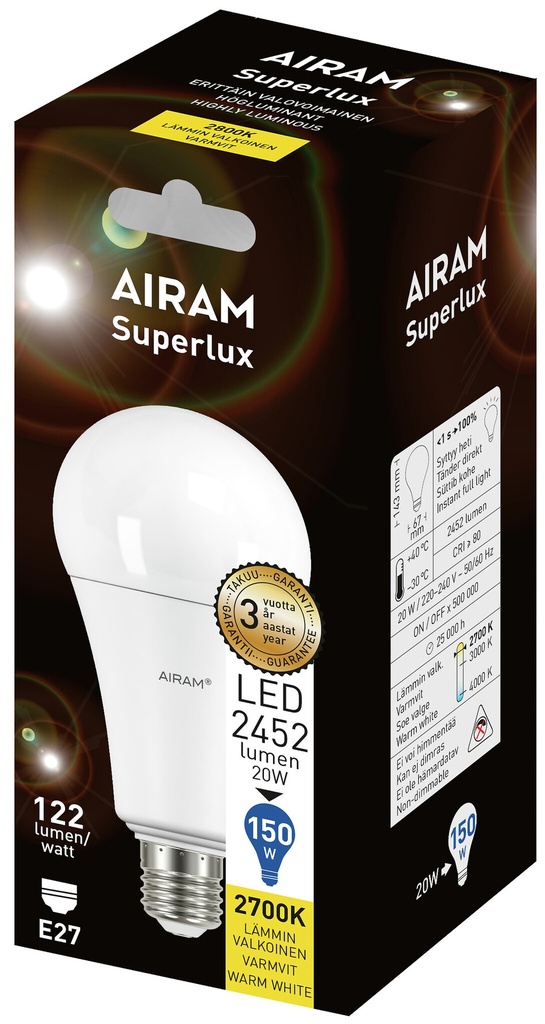 Airam Superlux LED 19W 2700K E27 827 2452lm (150W)