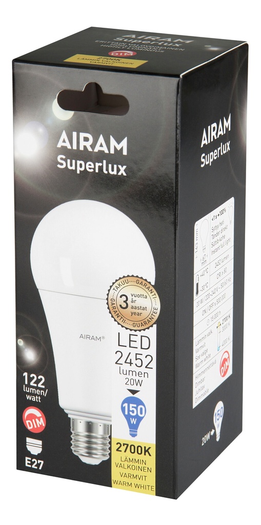 Airam Superlux LED 19W 2700K E27 827 2452lm (150W) DIM