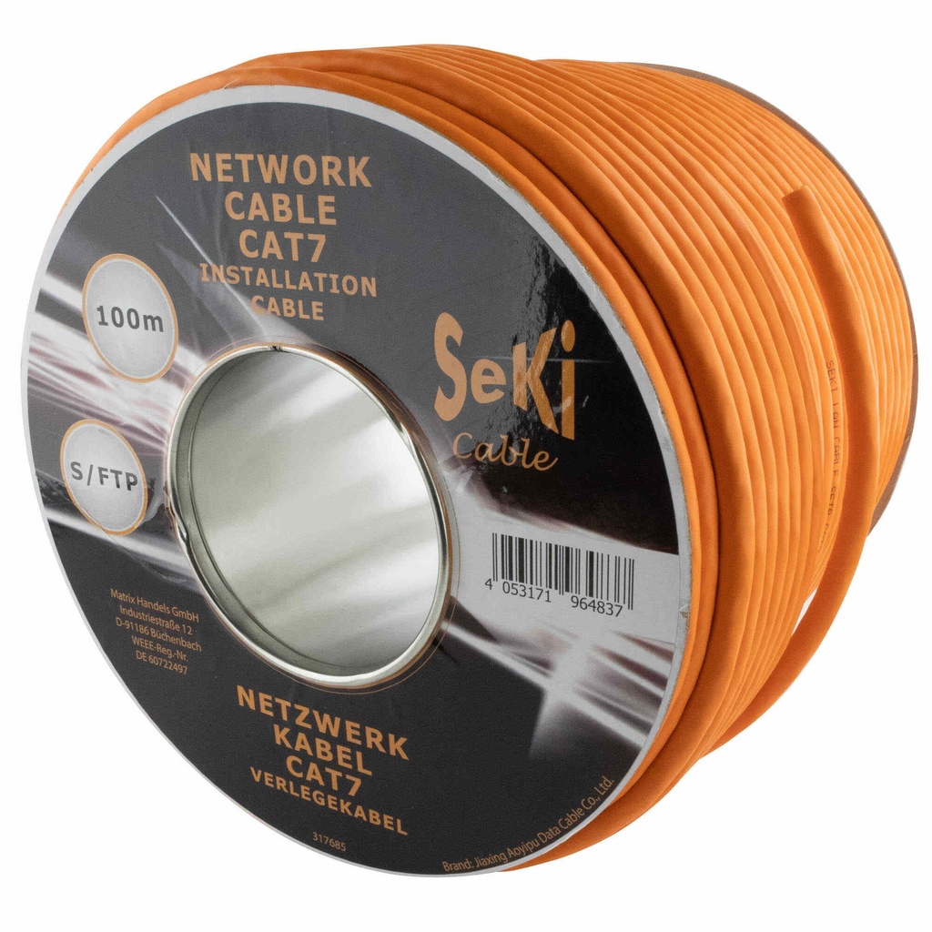 Netværkskabel Cat7, Installationskabel, 100m