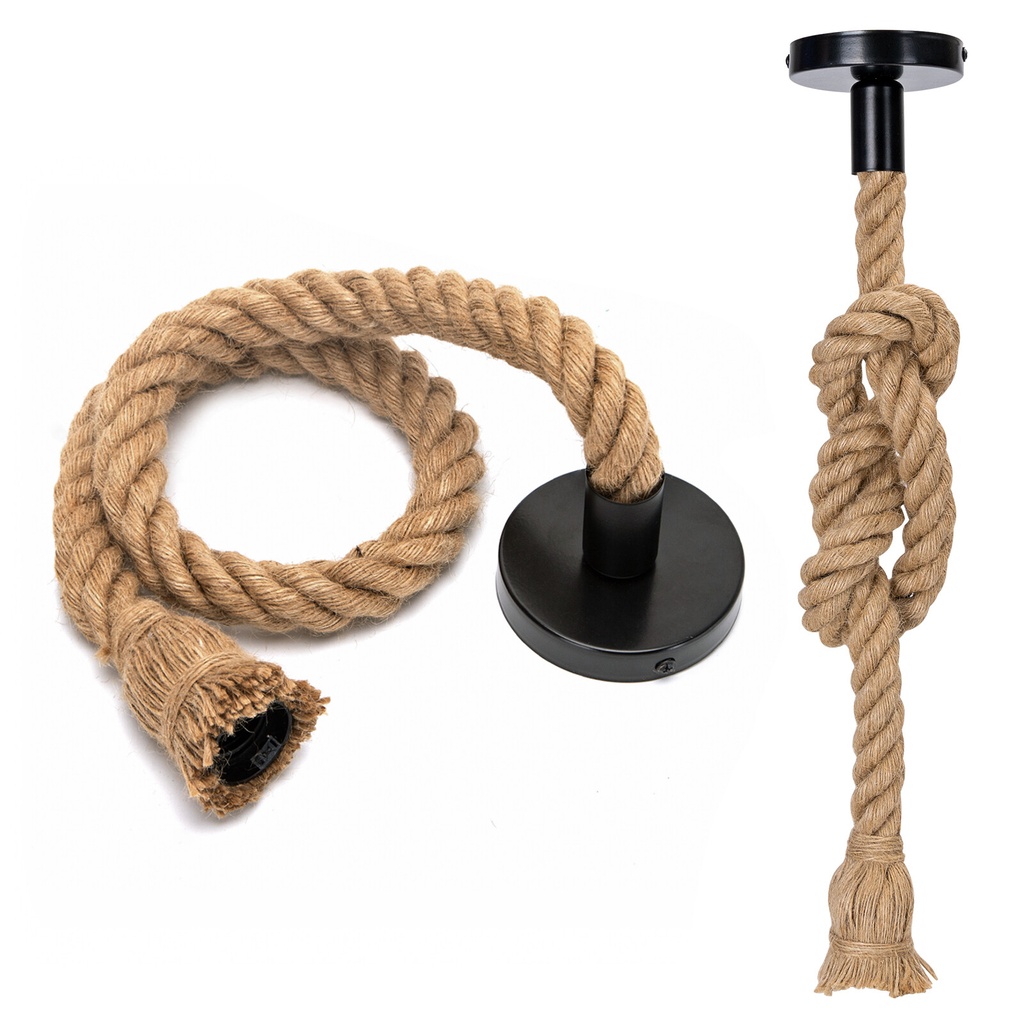 Hemp rope lamp cable, 2-wire 1m, Natural colour