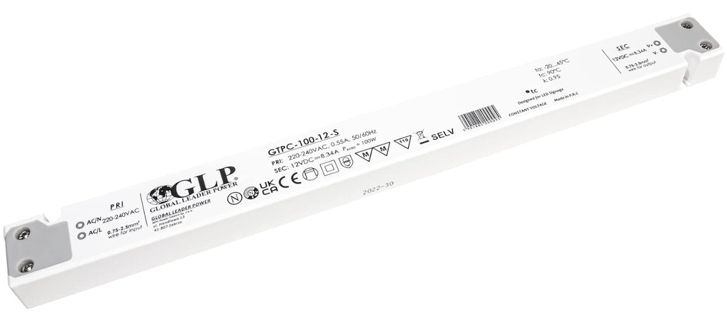 Transformer 12V konstant spænding Slim 100W