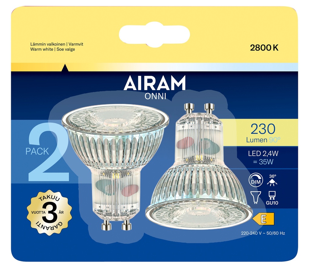 Airam LED 2,4W PAR16 GU10 DIM 2800K 828