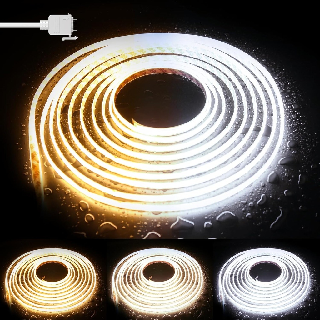 COB LED strip CCT, 15W/m 24V IP65