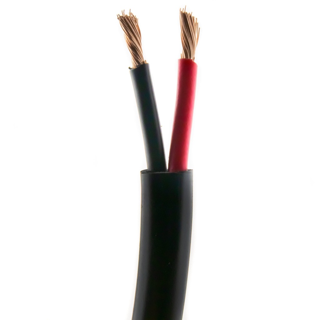 Kabel rød/sort kappe sort 2 ledere 1,5mm² løbende meter