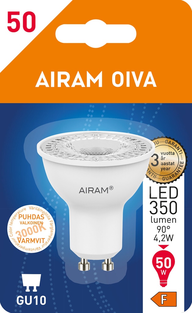 Airam GU10 PAR16 36D OIVA 830