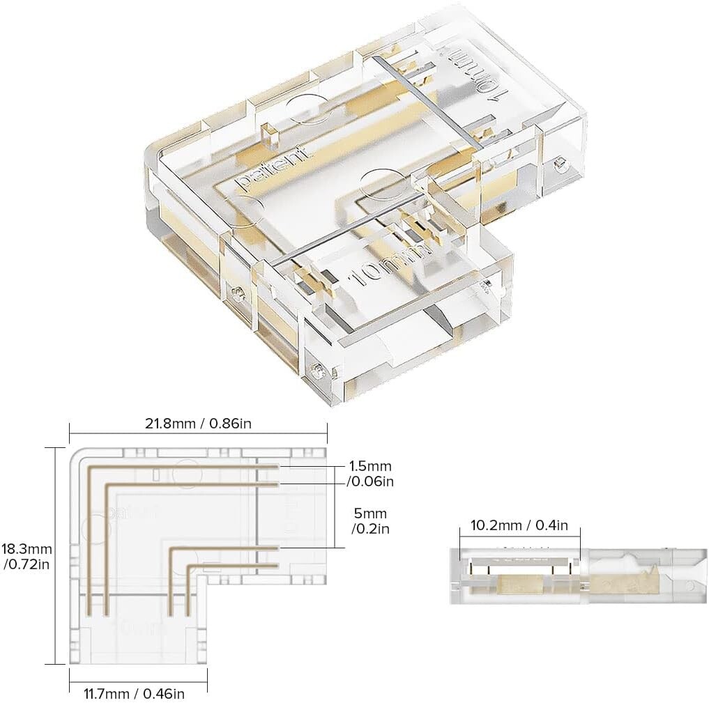 L connector stripe CCT COB 3pin 10mm (copy)