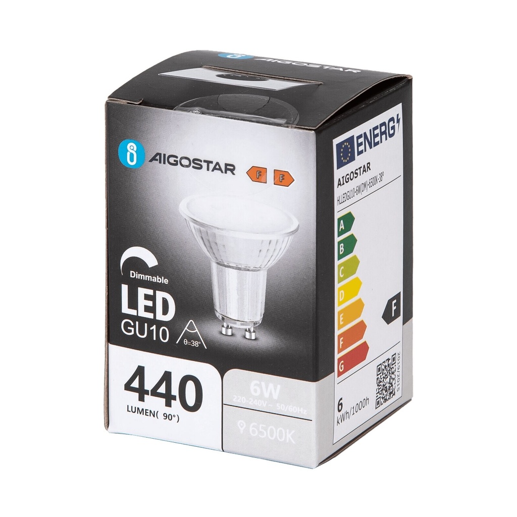 LED Spot GU10 6W kold hvid 38° 865 DIM