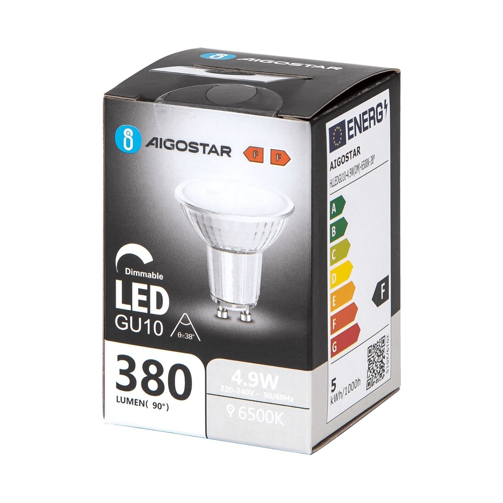LED Spot GU10 4.9W kold hvid 38° 865 DIM
