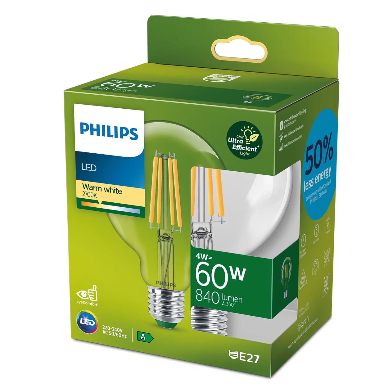LED CLA 60W G95 E27 2700K CL UE SRT4