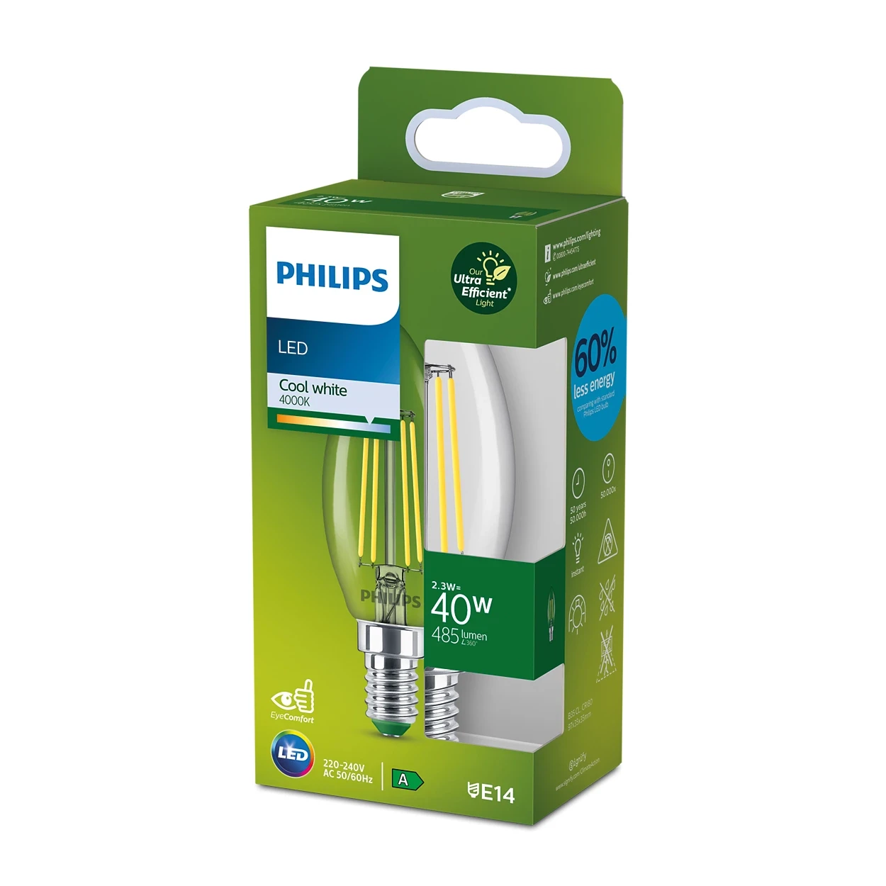 LED CLA 40W B35 E14 4000K CL UE SRT4